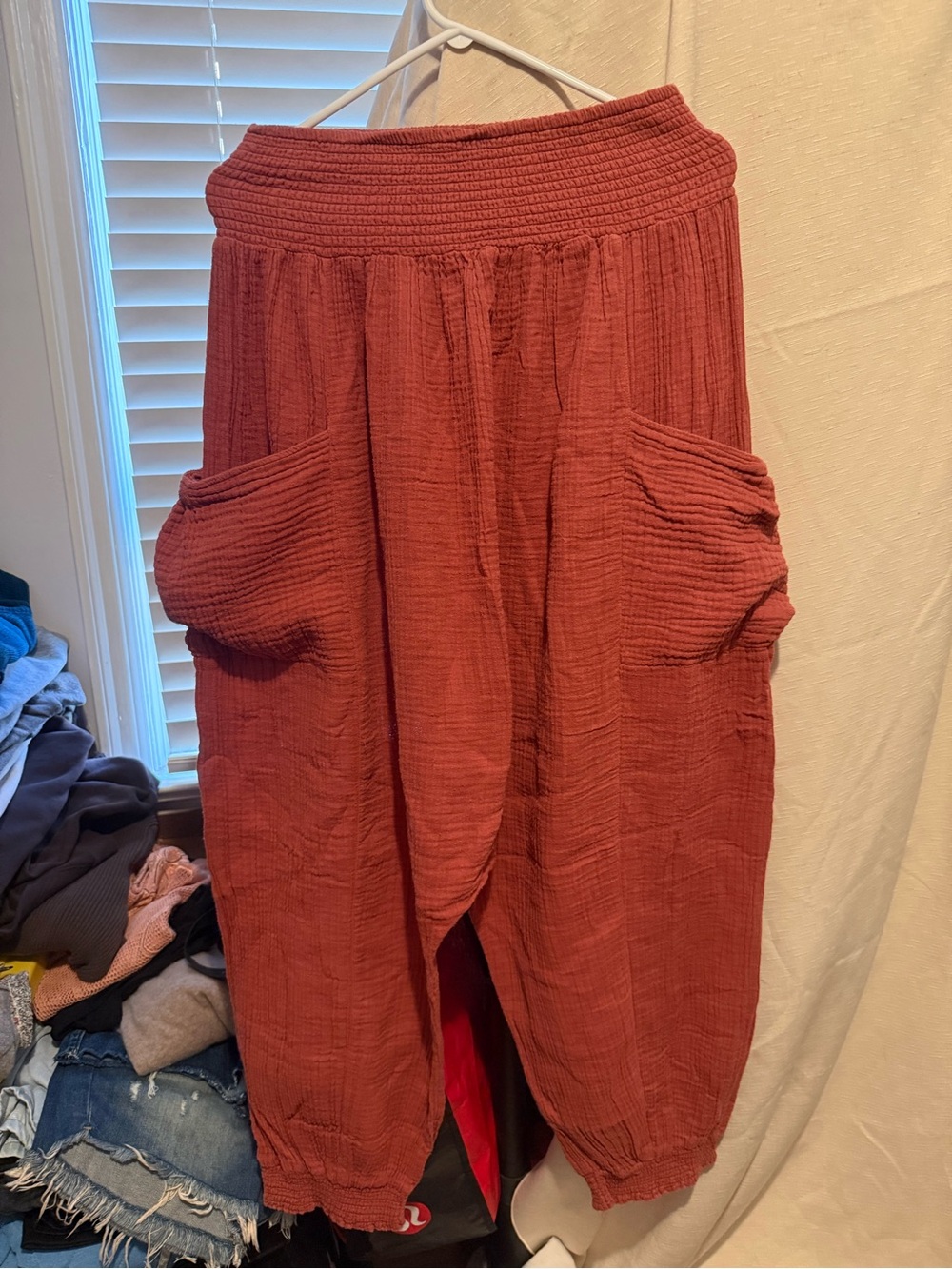 We The Free Rust Red Textured Balloon Joggers